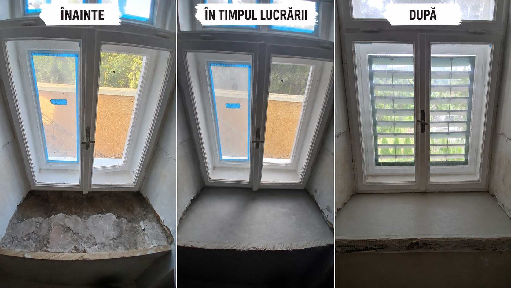 Reparație glaf și fereastră — fotografii înainte și după